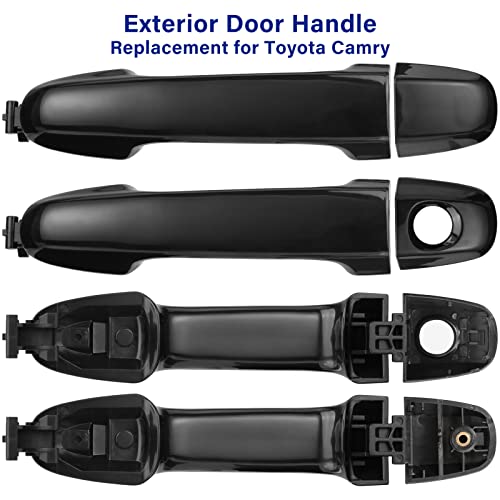 Image of 4 PCS Exterior Door Handle Set, Compatible with 2012-2017 Toyota Camry, Front Left Right Rear Driver Passenger Side, Replaces# 6921106090 6925006020C0, Smooth Black