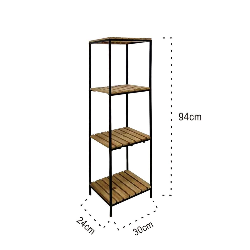 XZ-22162 Estante Organizador de Madera Natural con los Marcos Metal para Baño, Alacena, Lavandería, Multifunción 3 Niveles