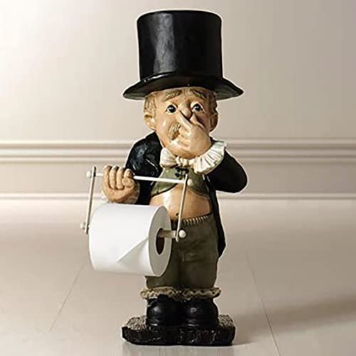 Toilet Butler with Roll Paper Holder,Toilet Paper Holder Holding Nose Bathroom Fixture Extra Roll,Butler Toilet Paper Holder,Toilet Butler with Roll Paper Holder,Resin Ornament for Bathroom (#002)