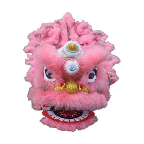 Quepiem Chinese Traditional Kids Lion Dance Mascot Costume Performance for 15+Ages Boys Girls Festival Performances(Light pink) Cover