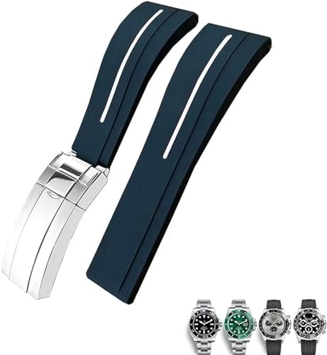 Bracelet montre caoutchouc 20mm noir pour Rolex Submariner Daytona et Seiko