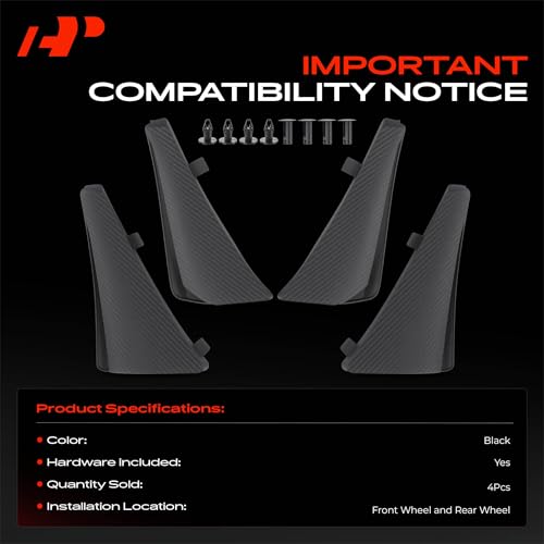 Image of A-Premium Mud Flaps Compatible with Chevrolet Corvette 2020-2022, No Drilling Required Mud Guards with Hardware Accessories, Set of 4 Front and Rear