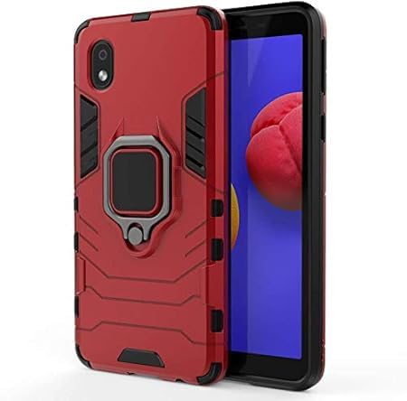 JANAK RAJ Upgraded Ringstand Series - TPU+PC Matte Dual Layer Protective Hybrid Ultra Rugged Bumper Armor Shockproof 360° Kickstand Back Case Cover Compatible with Samsung Galaxy M01 CORE - Red