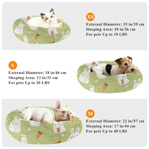 Coussin chat XS vert avec rebords protecteurs motif lapin mignon - 8