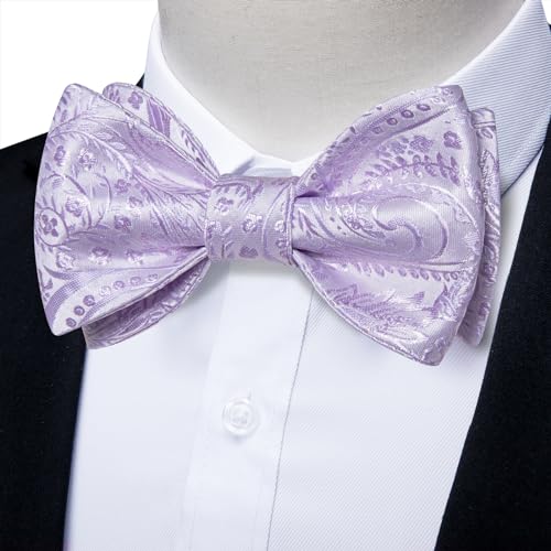 Image of DiBanGu Mens Silk Self Bow Tie Set 4PCS for Tuxedo Wedding
