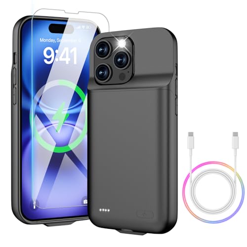 Heefrole Battery Case for iPhone 16 Pro Max - Slim Charging Case Dual 15W Fast Charge - Enhanced 8600mAh Rechargeable Anti-Scratch Premium Battery Charger Cases for iPhone 16 Pro Max (6.9) Black