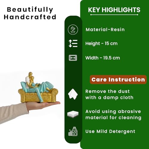 Image of ExclusiveLane 'Shared Stories' Romantic Couple Decorative Showpiece for Living Room (Resin, 15 Cm) | Home Decoration Items for Living Room Showpieces for Home Decor Return Gifts for Housewarming