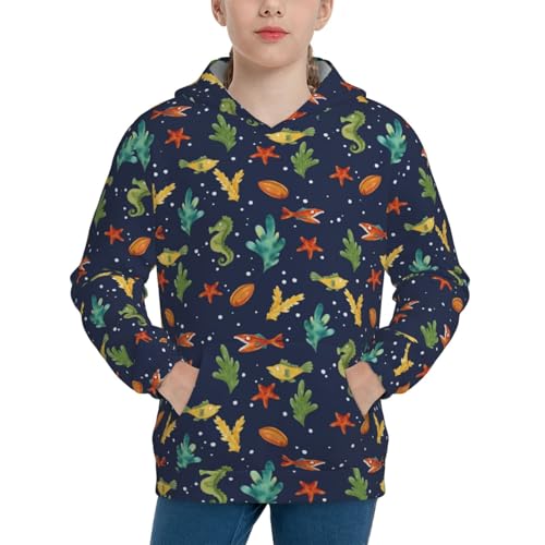 Shells and Seaweed Kid Hoodies Boys Sweatshirts Girls Pullover with Pocket