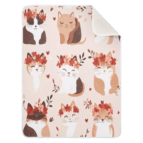Burbuja Valentine Cats Baby Blanket for Boys Girls, Nursery Soft Warm Swaddling Receiving Baby Blankets, 30x40 in Toddler Blanket