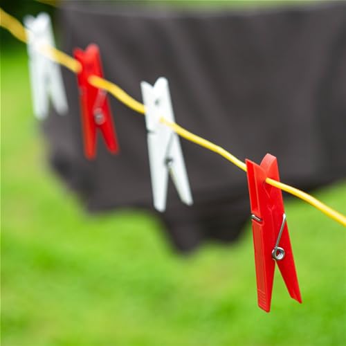 KADAX 20 m Wäscheleine mit Kunststoffummantelung, Wäscheseil für Haushalt & Garten & Camping, Reißfeste und Rostfeste Leine, Starke und Stabile Wäscheschnur (Gelb)