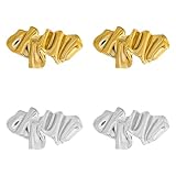 TRKETK 4 Piezas Broches Dorados y Plata de Metal de Forma Irregular únicos Vintage Broche de Solapa Sencilla Elegantes Ropa Accesorios Para Bodas Bufanda Trajes y Vestidos Decoración
