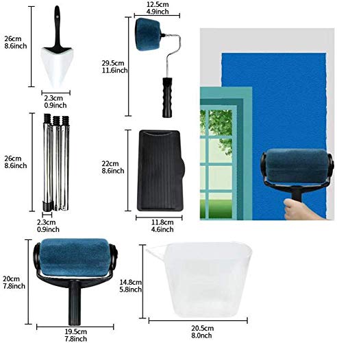Paint Roller Kit with Sticks Ceiling Wall Painting Brushes Roller Runner Decorating Tools House Painting Supplies Paint Roller Brush Set (6pcs) - Thumbnail 6