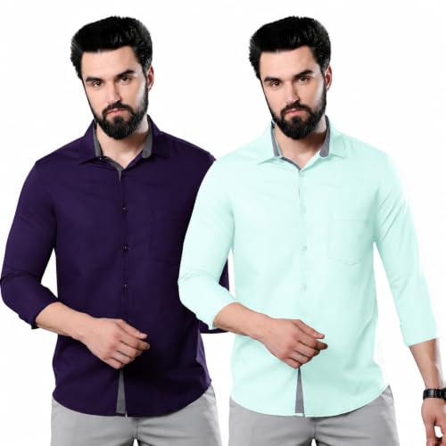 Image of Pinkmint Cotton Soild Combo Men Shirt Formmal Wear Office Wear Regular Fit Shirt