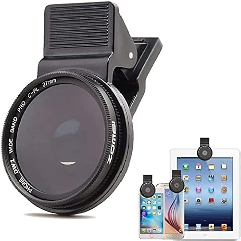 TMOM Circular Polarizing Lens CPL 37mm Clip-On Filter for iPhone 11/8/7 Plus Cell Phone Camera Lens for Samsung Android Phones Cover