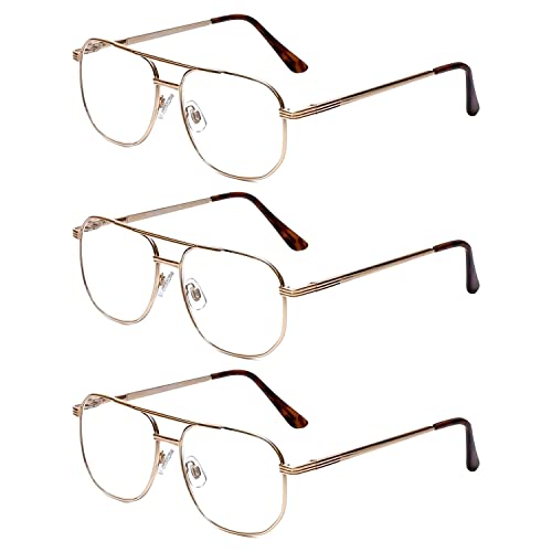 Calabria 1106 Pilot Reading Glasses +0.50 Gold (3pack) Mens Designer One Power