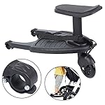 H-YEEU Buggy Board Mit Sitz, Kinder Buggy Board, Trittbrett Für Kinderwagen, Abnehmbar Kinderwagenzubehör für Kinder von 2-6 Jahren (25 kg) Schwarz