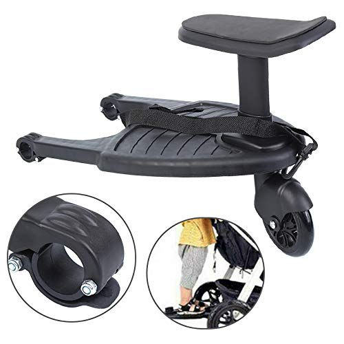 H-YEEU Buggy Board Mit Sitz, Kinder Buggy Board, Trittbrett Für Kinderwagen, Abnehmbar Kinderwagenzubehör für Kinder von 2-6 Jahren (25 kg) Schwarz