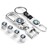 Car Wheel Tire Valve Stem Air Caps Cover and Keychain Combo Set Total 6pcs for BMW M E30 X5 Z4 X1 X3 F30 F35 320li