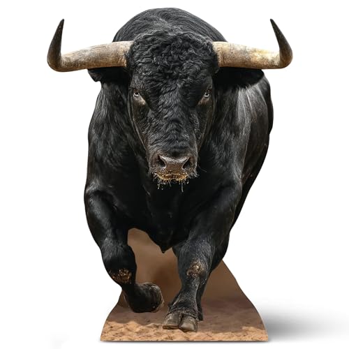 Image of Geelin 5.2 ft Bull Cardboard Cutout Life Size Animal Stand up Western Cowboy Photo Booths Prop Stand-up for Farm Zoo Western Themed Birthday Party Decoration Supplies