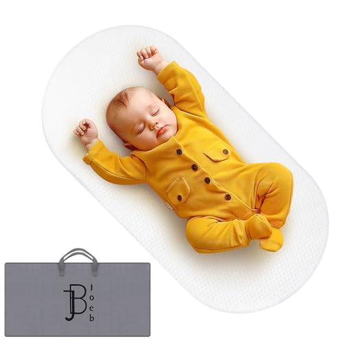 Image of Mattress Pad with Storage Bag| Oval Shape Bassinet Mattress Pad, Firm Support and Comfort Premium Foam, Breathable, Hypoallergenic, Premium Foam Mattress Pad, Non-Toxic Pad, 16"x32"x1.96", White