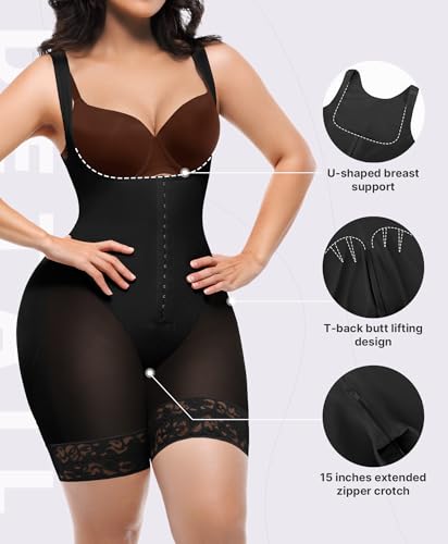 SHAPELLX Fajas Colombianas Shapewear for Women Tummy Control Post Partum Faja Body Shaper Butt Lifting with Zipper Crotch4