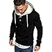 Maiyifu-GJ Men's Solid Color Sport Fleece Hoodie Casual Long Sleeve Henley Sweatshirt Slim Hooded Pullover with Kanga Pocket (Black,XX-Large)