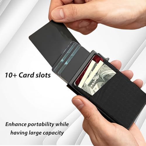Slim Card Holder Wallet for Men,RFID Blocking,Minimalist Pop Up Card Holder,Can holds 10+ Cards,Gifts for Men (Grey)3