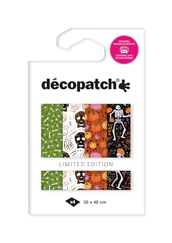 Décopatch TD934C - Assort. 4 papiers Foil Squelettes