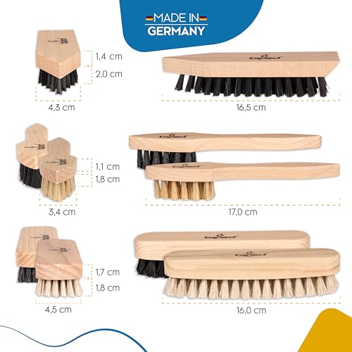 Foto von biped Schuhputzset 8-teilig - Schuhpflege für Glattleder und Wildleder - Schuhbürsten mit Natur Borsten - Made in Germany z2463