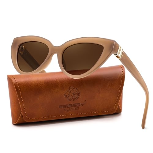 FEISEDY Cat eye Sunglasses with Polarized and UV400 Protection for Women Retro Stylish for Driving Fishing and Party B0428