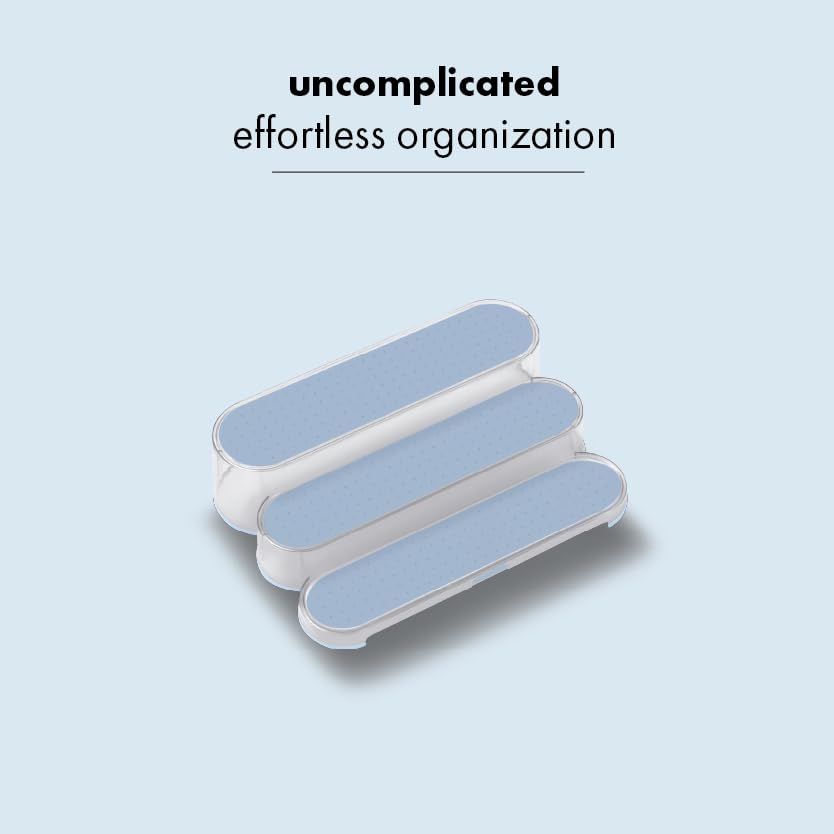 madesmart Clear Shelf Organizer - Blue | BATH COLLECTION | 3-Tier Cabinet or Countertop Organizer | Soft-grip Lining and Non-slip Fee | BPA-Free