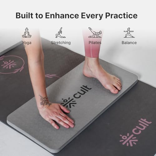 Image of CULT EVA Yoga Knee Pads for Men & Women (Pack of 2) Grey 20mm Thick Non-Slip Joint Support Cushion for Yoga, Pilates, Meditation & Floor Exercises Lightweight, Durable & Portable Fitness Accessory