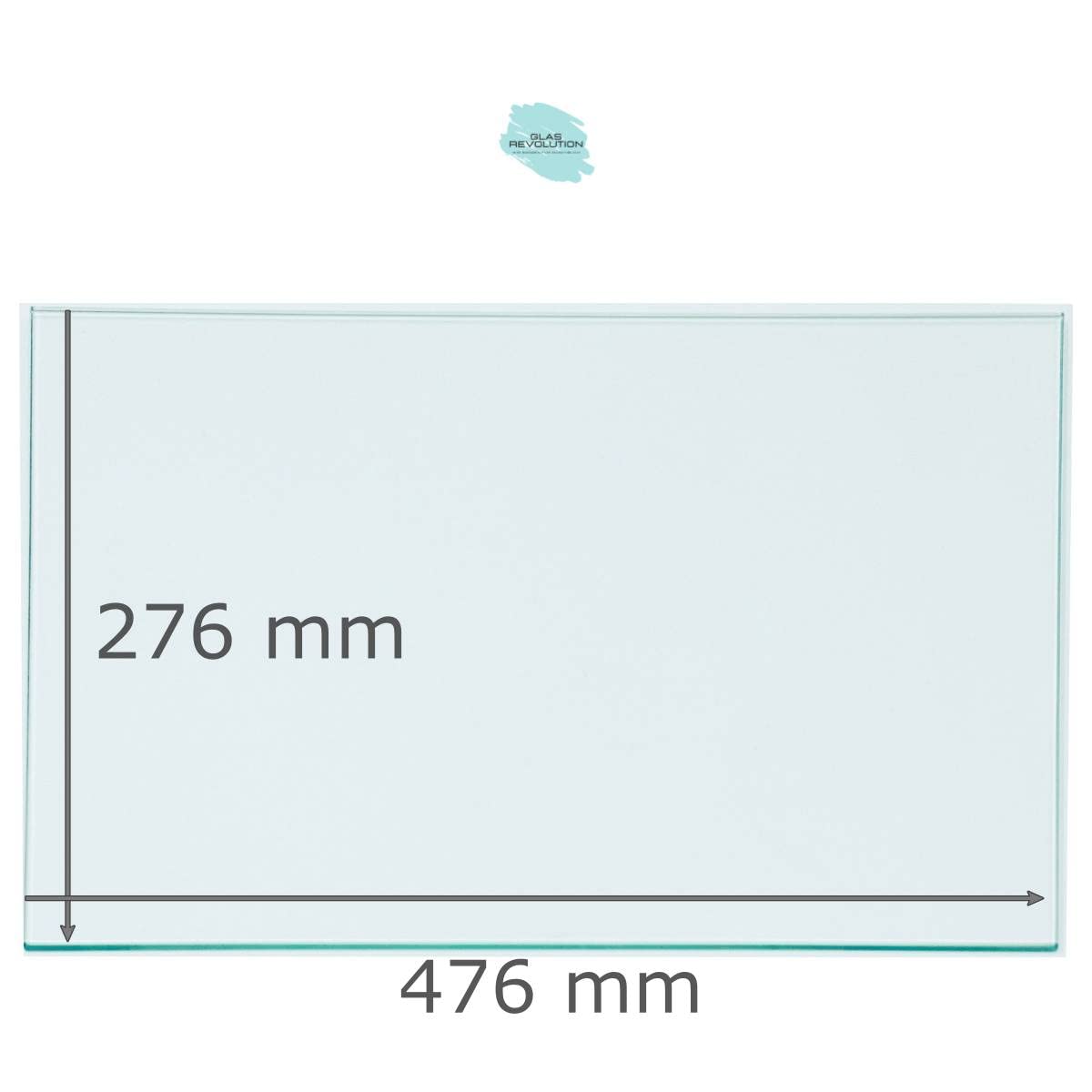 Kühlschrank Einlegeboden - Klarglas 4 mm – Glasplatte, eckige Ecken, alle Maße lieferbar (89,96 EUR/qm) - 476 mm x 276 mm