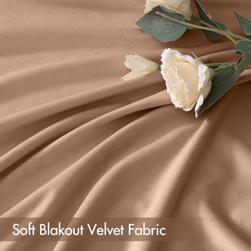 Image of MIULEE Blush Beige Blackout Velvet Curtains Drapes 108 Inch Long 52 inchx108 inch
