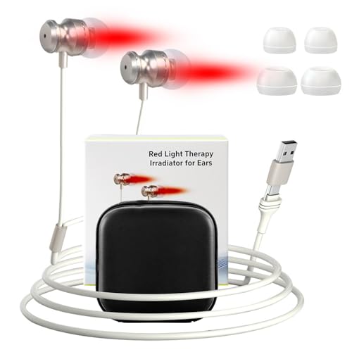 Dispositivo de oído para tinnitus, terapias de luz roja, masajeador infrarrojo portátil, herramienta de de sonido, diseño recargable y compacto para el hogar, viajes, bienestar al aire libre