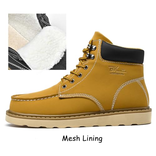 Image of MENS Work Boot High-tops Slip Resistant Protective Leather Shoes Outdoor Sports Fluffing Warm Shoes In Winter Cotton-padded Shose.