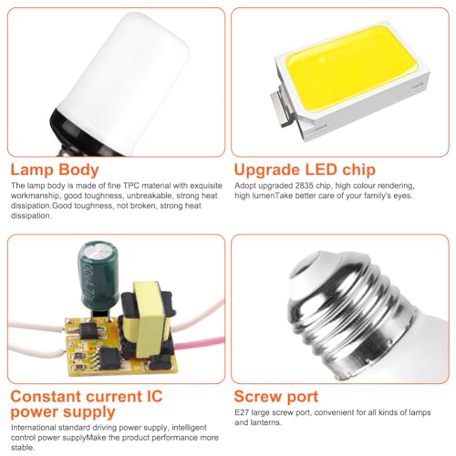 AUAUY LED Flame Light Bulb, 3W E27 Flame Effect Bulb, 1400K 3 Lighting Modes - Image 4