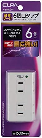 Amazon Co Jp 朝日電器 Elpa 耐雷サージ機能付タップ 6個口 A S600 W 家電 カメラ