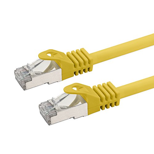 rocabo 1176 Cable de Red Cat 7  Latiguillo Conector RJ45  Ethernet Gigabit LAN Switch Router Network  S/FTP PIMF  Libre de halógenos  Compatible con Cat 5, Cat 6  Amarillo 1m