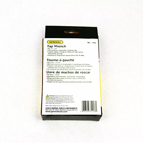 Image of General Tools 166 Plain Tap Wrench, Capacity No.12 to 1 /2-Inch