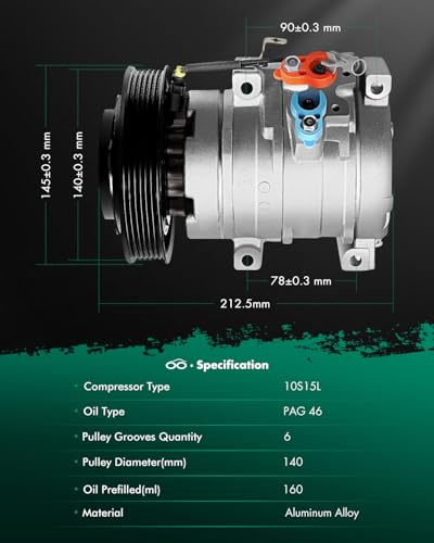 Image of SCITOO AC Compressor fit for Toyota Corolla Matrix 1.8L 2003-2008 | Fast Cooling, Ultra Low Noise (≤72 dB) Air Conditioner Compressor for Summer, With Clutch, 8832002120 78391 6511714