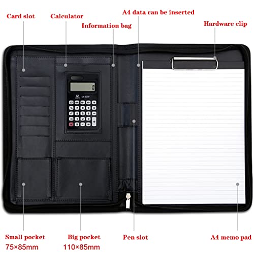 Tangist Portfolio Notebook With 7 Business Card Holder Business Portfolio With Storage Pocket And 8/12 Calculator For Lawyers Doctors (Color : Black, Size : 8-Digit Calculator) #TOP1