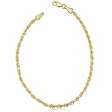 Kooljewelry Pulsera de cadena de oro amarillo macizo de 10 quilates de 2,35 mm, Metal, NA