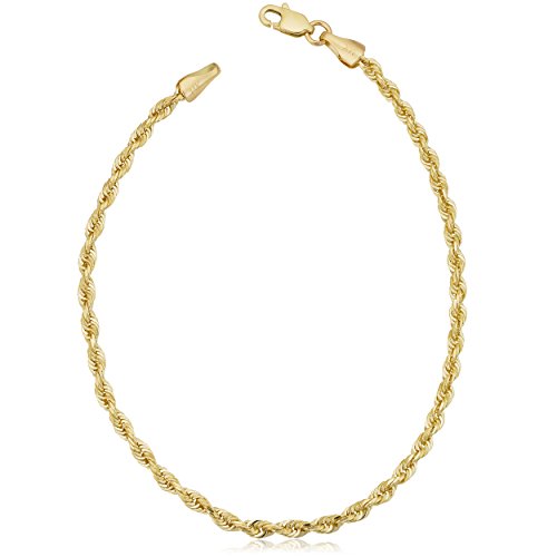 Kooljewelry 14K Yellow Gold Solid Men's Or Women's Rope Chain Bracelet (2.5 Mm, 8.5 Inch) #TOP17