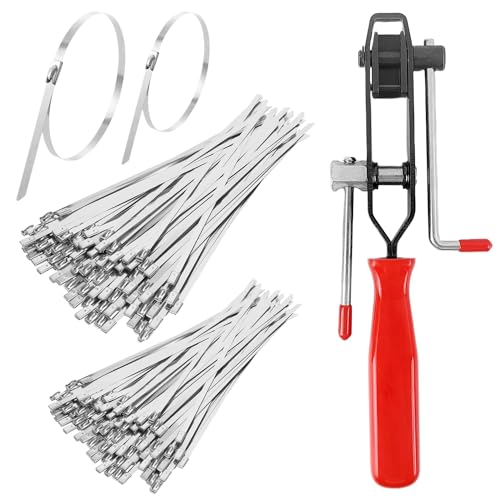 Pinza per Fascette Auto, Morsetto per Stivale CV Portatile Portatile Attrezzo per Fascette Automobilistiche Fascette Inox Pinza 200 pezzi Fascette in Acciaio Inox Pistola per Fascette Metalliche (1)