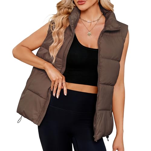 Century Star Puffer Vest for Women's Outerwear Vests Puffy Oversized 2024 Quilted Vest Tops Jackets Coat with Pockets