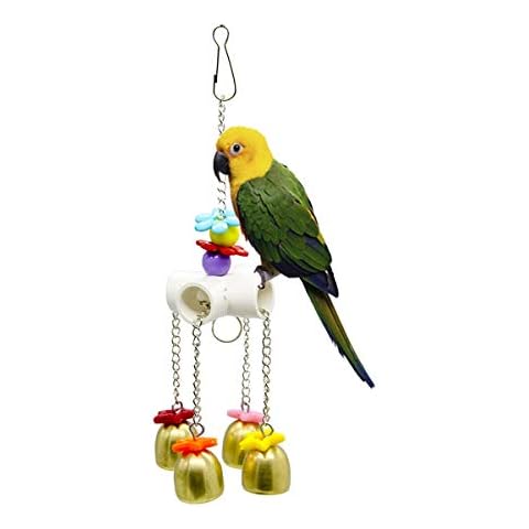 MIANZIPUL Bird Chewing Toys, Parrot Hanging Bell Toy Colorful Climbing Ringing Bells Toys Parrot Cage Bite Toys for Parakeet Cockatiel Conure Cockatoo Macaw African Greys Cover