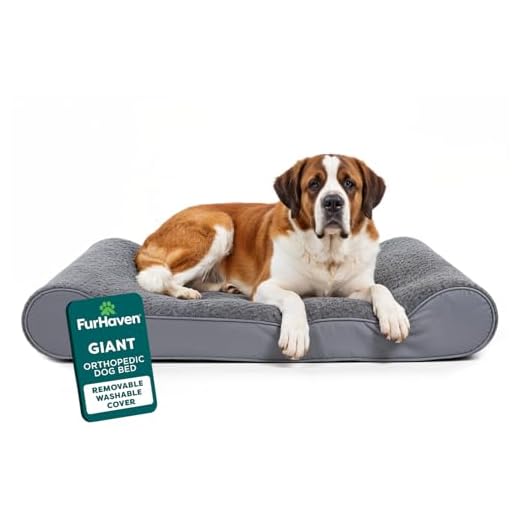 Furhaven Giant Orthopedic Dog Bed Ultra Plush Faux Fur & Suede Luxe Lounger w/ Removable Washable Cover - Gray, Giant (XXX-Large)