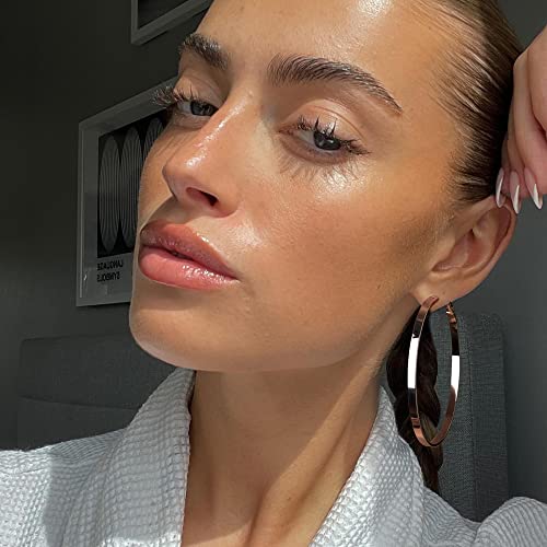 Exgox 4Mm Wide Silver Hoop Earrings For Women Sterling Silver Large Hoop Earrings 14K Real Gold Plated Hoop Earrings Hypoallergenic 925 Silver Big Hoop Earrings For Women Girls (30/40/50/60Mm) #TOP1