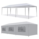 Smartxchoices 10' x 30' Outdoor White Waterproof Gazebo Canopy Tent with Removable Sidewalls and Windows Tent for Party Wedding Events Beach BBQ